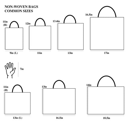 50pcs, 3 sizes light beige w/ black border non-woven gift bag - ByHome