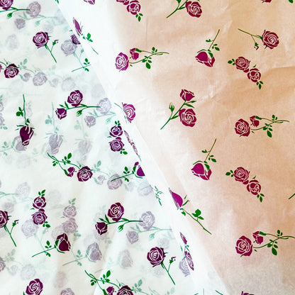 100 Bulk, 28" x 20" Purple Rose 17g White Wrapping Tissue Paper Sheets - ByHome