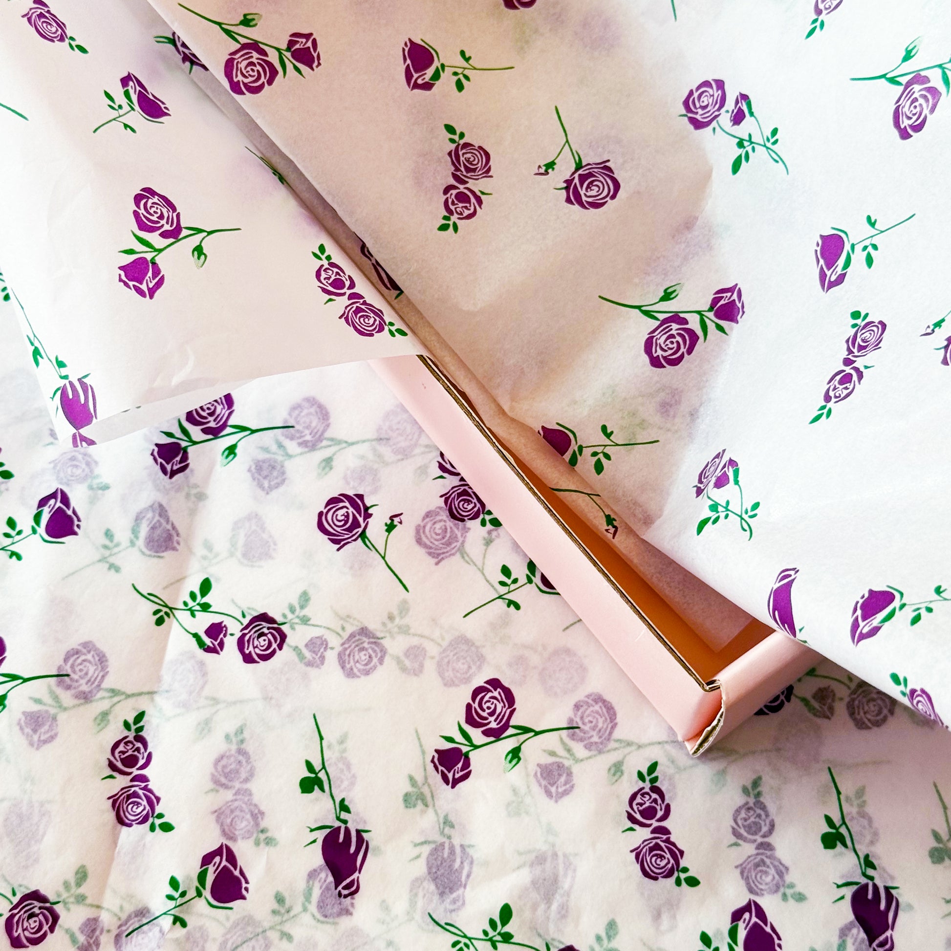 100 Bulk, 28" x 20" Purple Rose 17g White Wrapping Tissue Paper Sheets - ByHome