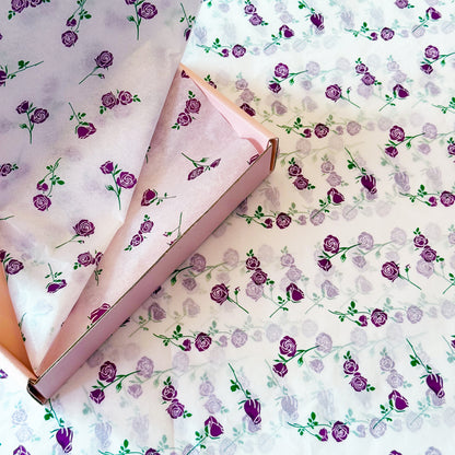 100 Bulk, 28" x 20" Purple Rose 17g White Wrapping Tissue Paper Sheets - ByHome