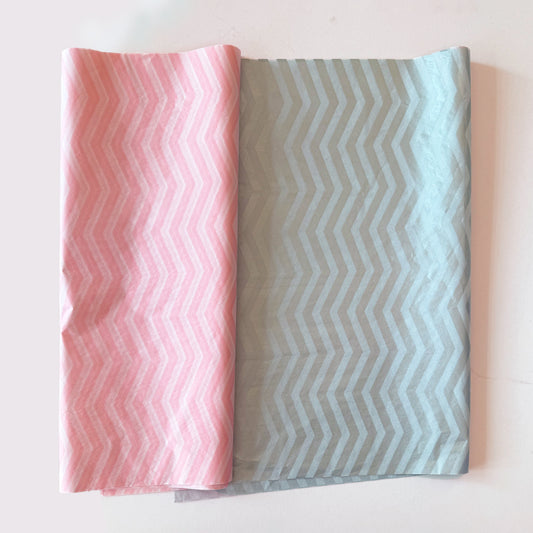 100 Bulk, 28" x 20" Wavy Chevron line 17g Wrapping Tissue Paper Sheets